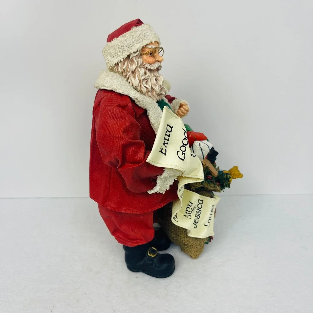 Vintage Santa Claus Figurine Naughty Nice List Toy Sack Christmas Decor 11 inch